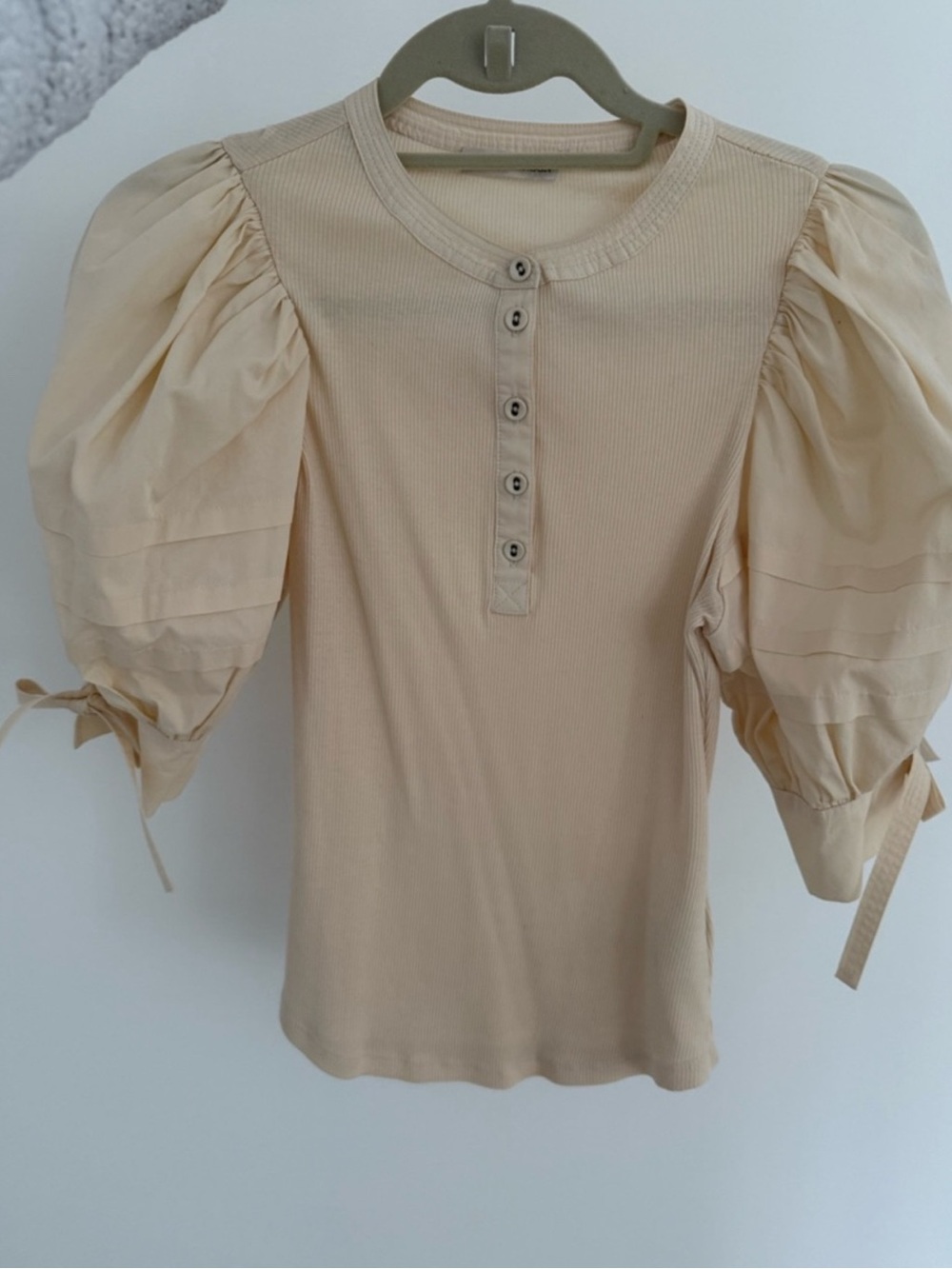 Ulla Johnson Cream Ribbed Cotton Top